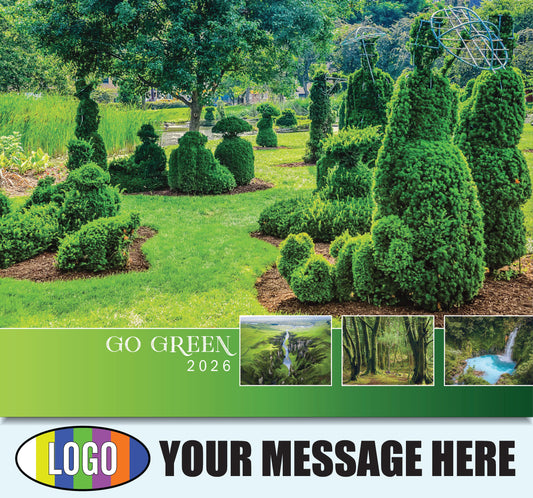 2026 Business Promotion Calendar - Go Green - Printed with your Logo, Name and message