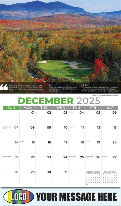 2026 Business Promotional Calendar - 11th Hole, Par 3, 216 Yards, Sugarloaf Golf Club, Maine  - December_a