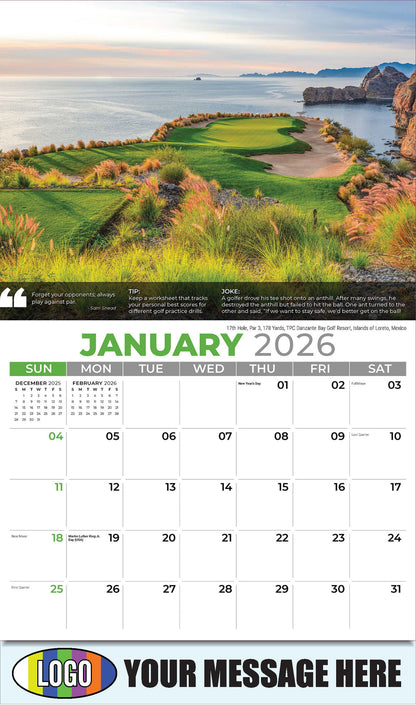 2026 Business Promotional Calendar - 17th Hole, Par 3, 178 Yards, TPC Danzante Bay Golf Resort, Islands of Loreto, Mexico - January