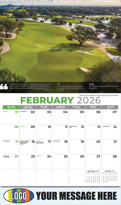 2026 Business Promotional Calendar - 10th Hole, Par 4, 424 Yards, Jupiter Hills Club, Tequesta, Florida - February