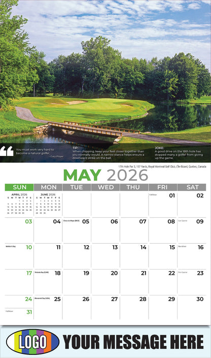 2026 Business Advertising Calendar - 17th Hole Par 3, 157 Yards, Royal Montreal Golf Club, L'Île-Bizard, Quebec, Canada - May