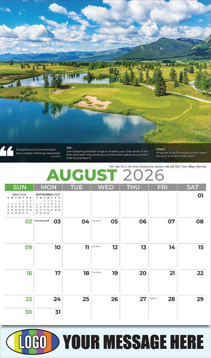 2026 Business Promo Calendar - 10th Hole, Par 3, 186 Yards, Shooting Star Jackson Hole Golf Club, Teton Village, Wyoming - August