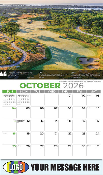 2026 Business Promotion Calendar - 9th Hole, Par 5, 510 Yards, Shelter Harbor Golf Club, Charlestown, Rhode Island - October