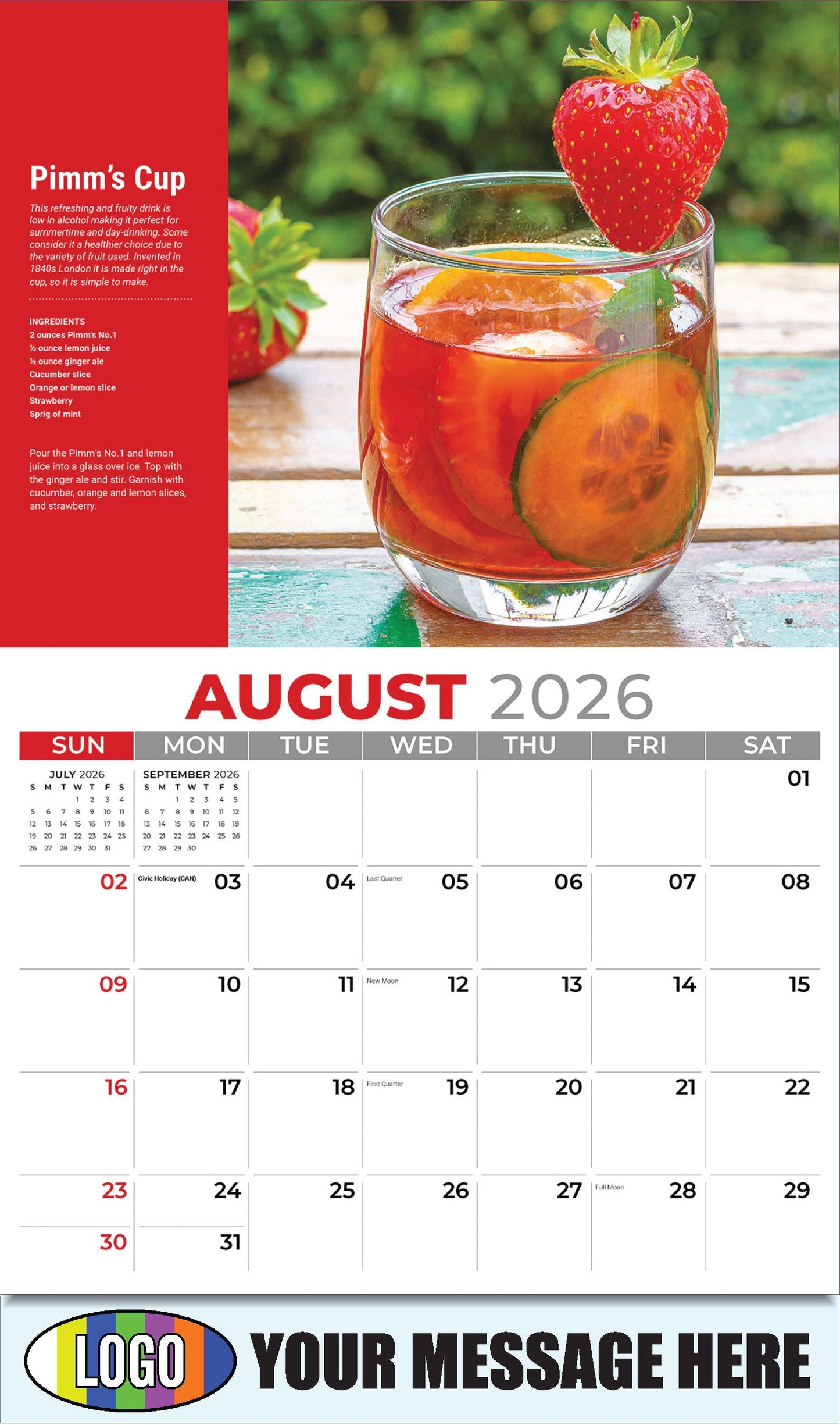 2026 Business Promo Calendar - Pimm’s Cup - August