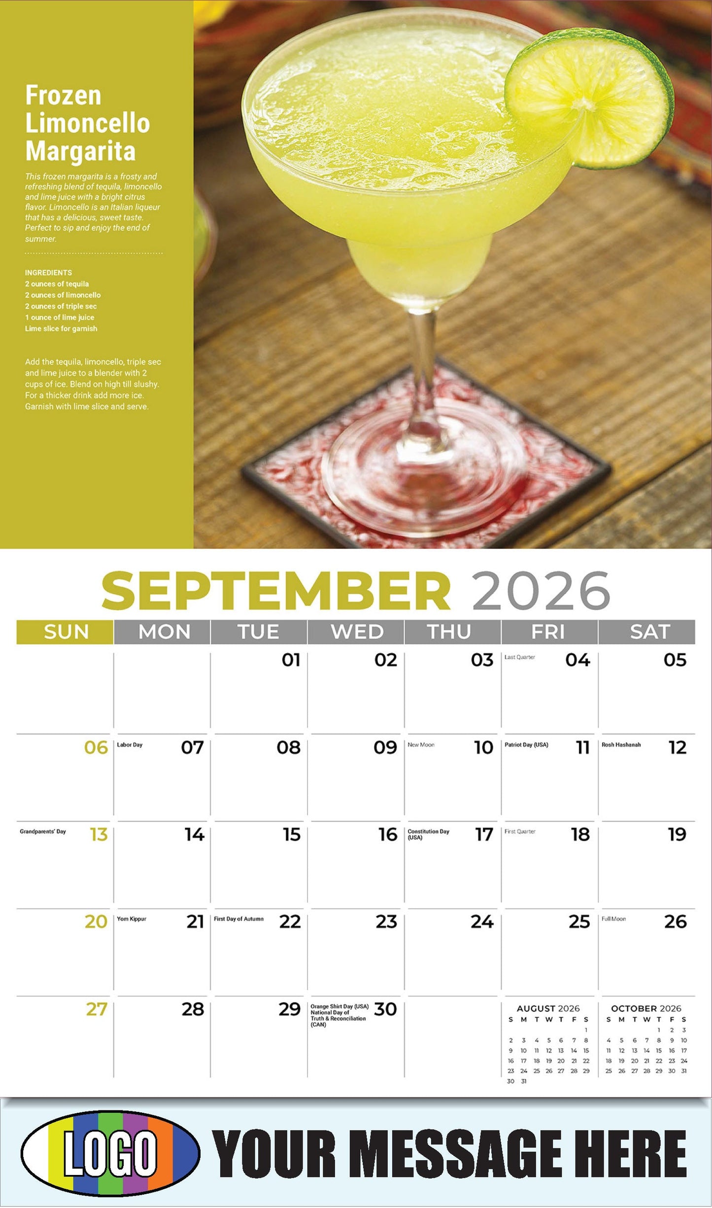 2026 Business Promo Calendar - Frozen Limoncello Margarita - September