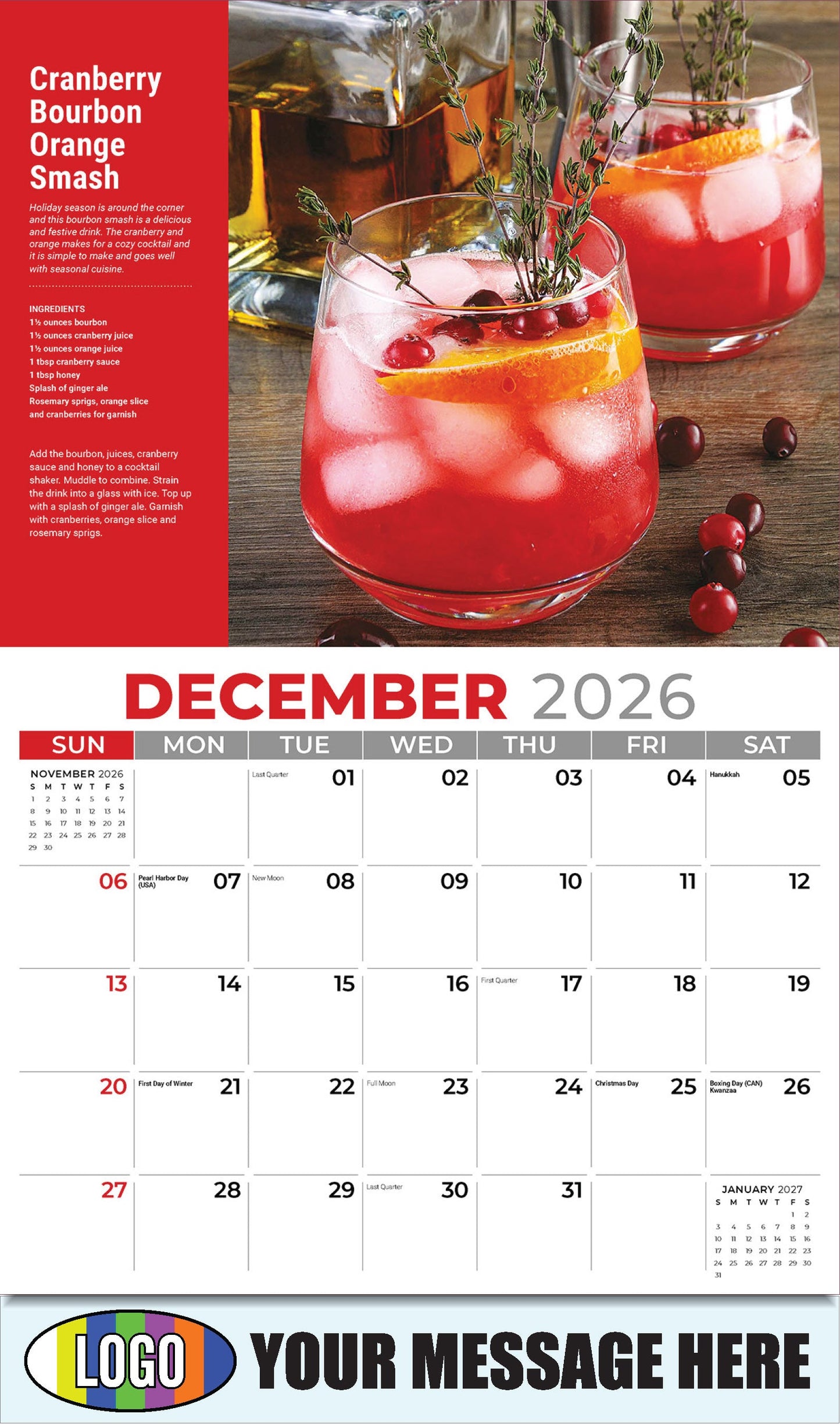 2026 Business Promotion Calendar - Cranberry Bourbon Orange Smash - December