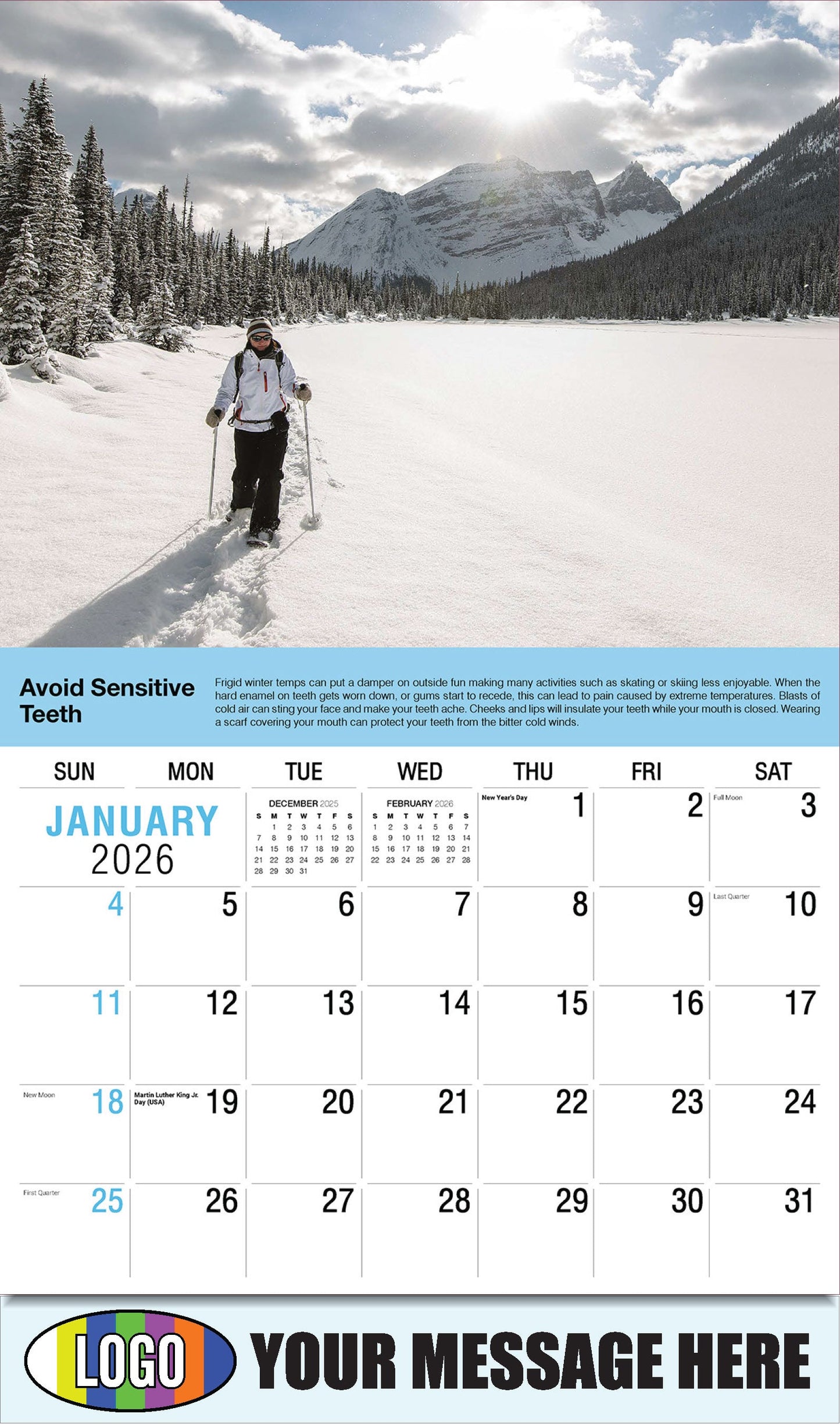2026 Business Promotional Calendar Health Tips - January - Avoid Sensitive Teeth: