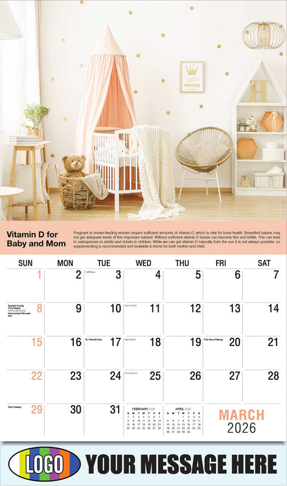 2026 Business Promotional Calendar Health Tips - March - Vitamin D for Baby and Mom: 
