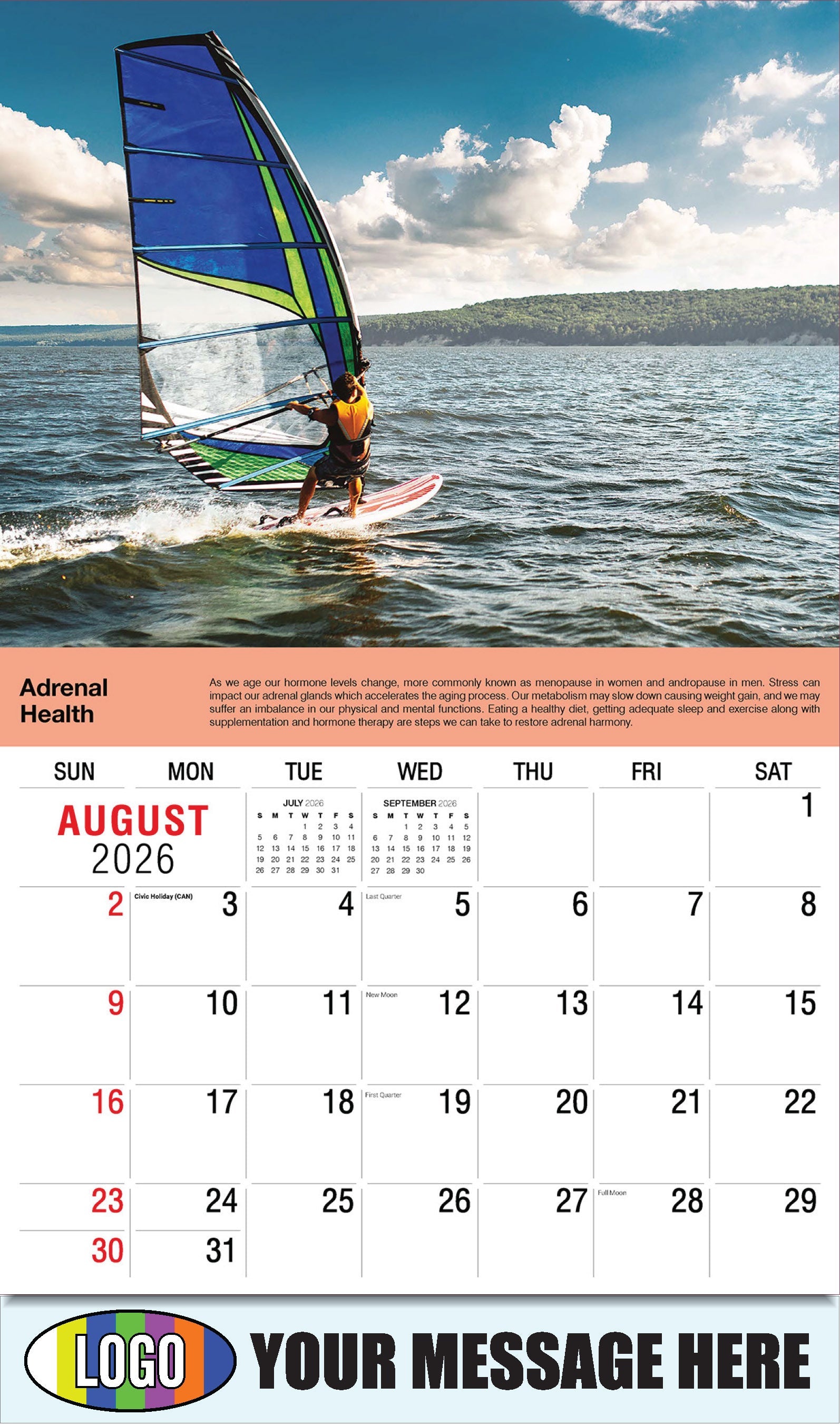 2026 Business Promo Calendar Health Tips - August - Adrenal Health: