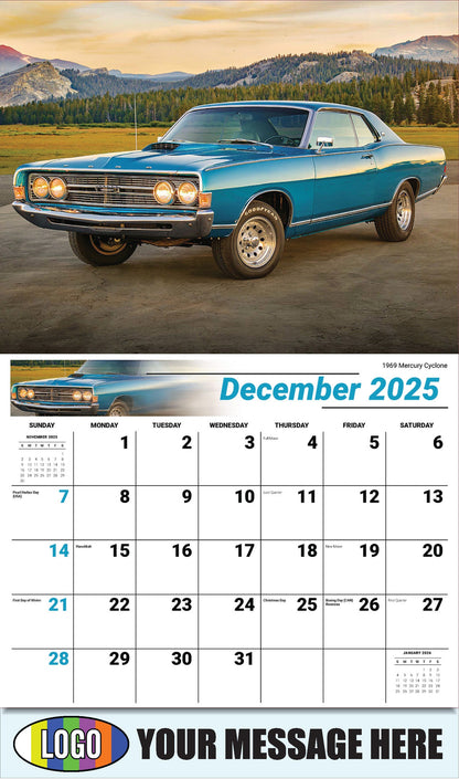 2026 Business Promotional Calendar - Henry's Heritage FORD Cars - 1969 Mercury Cyclone - December_a