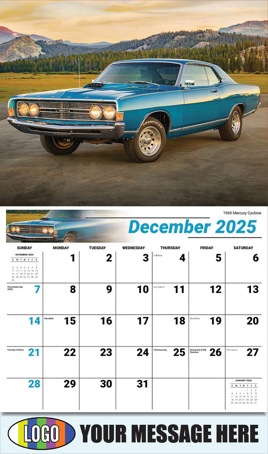 2026 Business Promotional Calendar - Henry's Heritage FORD Cars - 1969 Mercury Cyclone - December_a