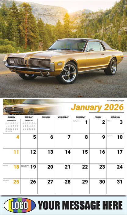 2026 Business Promotional Calendar - Henry's Heritage FORD Cars - 1968 Mercury Cougar - January