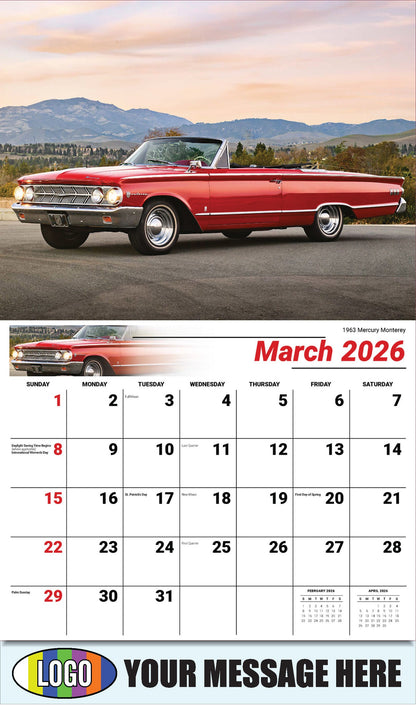 2026 Business Promotional Calendar - Henry's Heritage FORD Cars - 1963 Mercury Monterey - March