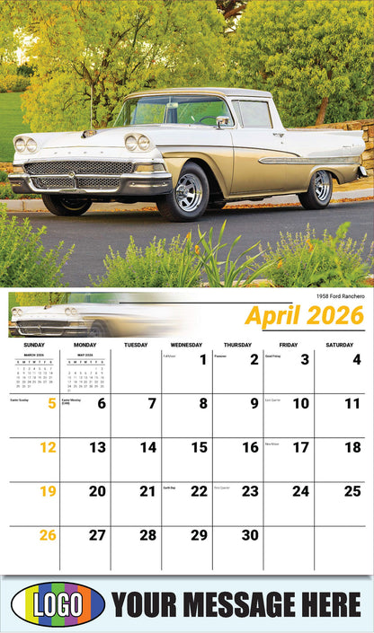 2026 Business Advertising Calendar - Henry's Heritage FORD Cars - 1958 Ford Ranchero - April