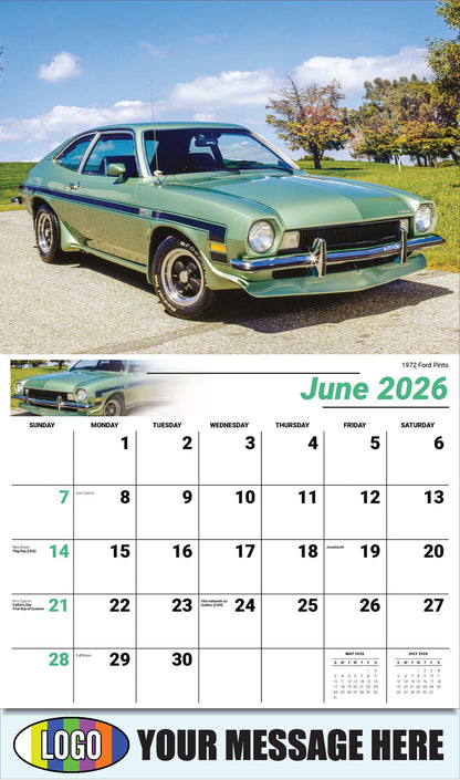 2026 Business Advertising Calendar - Henry's Heritage FORD Cars - 1972 Ford Pinto - June