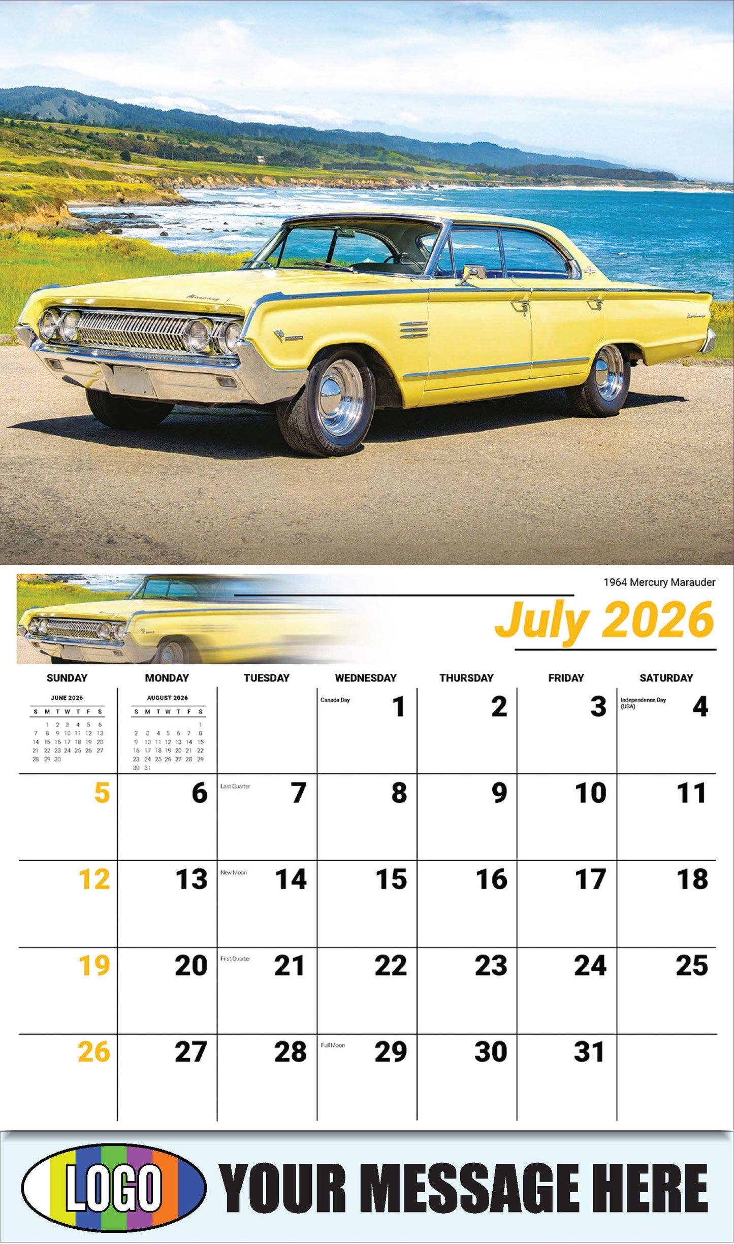 2026 Business Promo Calendar - Henry's Heritage FORD Cars - 1964 Mercury Marauder - July