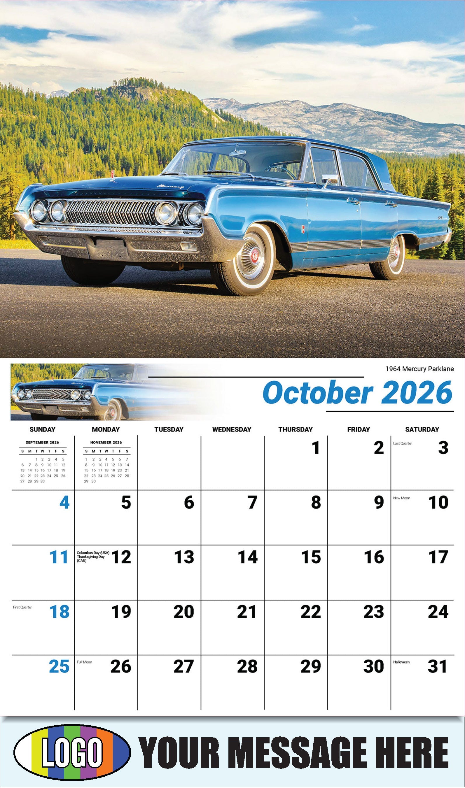 2026 Business Promotion Calendar - Henry's Heritage FORD Cars - 1964 Mercury Parklane - October