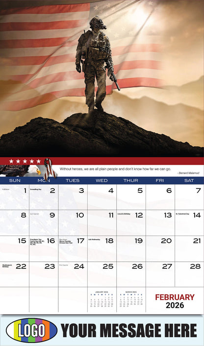2026 Business Promotional Calendar - Home of the Brave - February