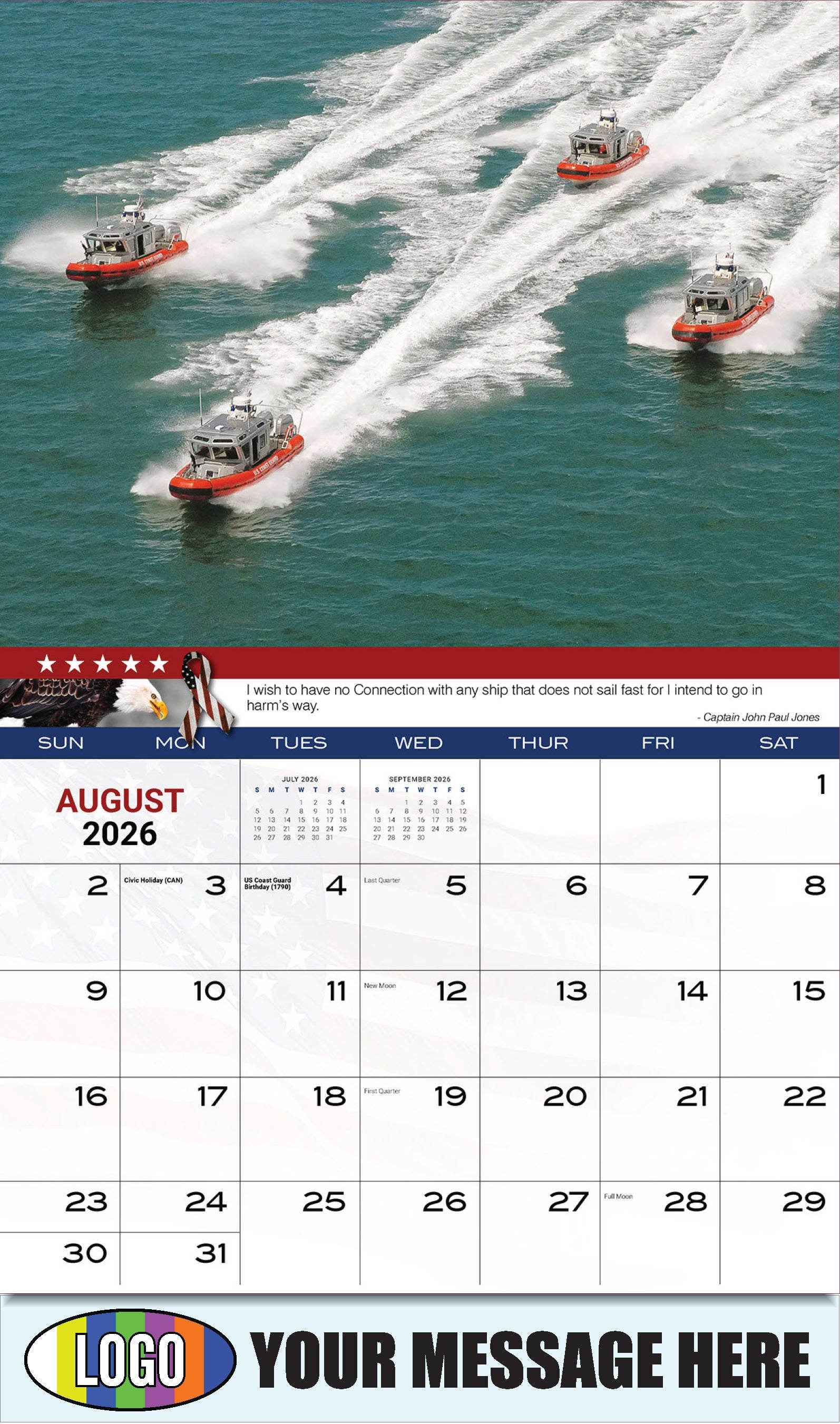 2026 Business Promo Calendar - Home of the Brave - August