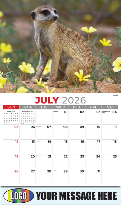 2026 Business Promo Calendar - International Wildlife - Meerkat - July