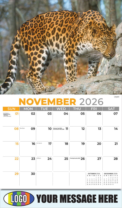 2026 Business Promotion Calendar - International Wildlife - Leopard - November