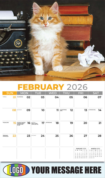 2026 Business Promotional Calendar - Kittens - February