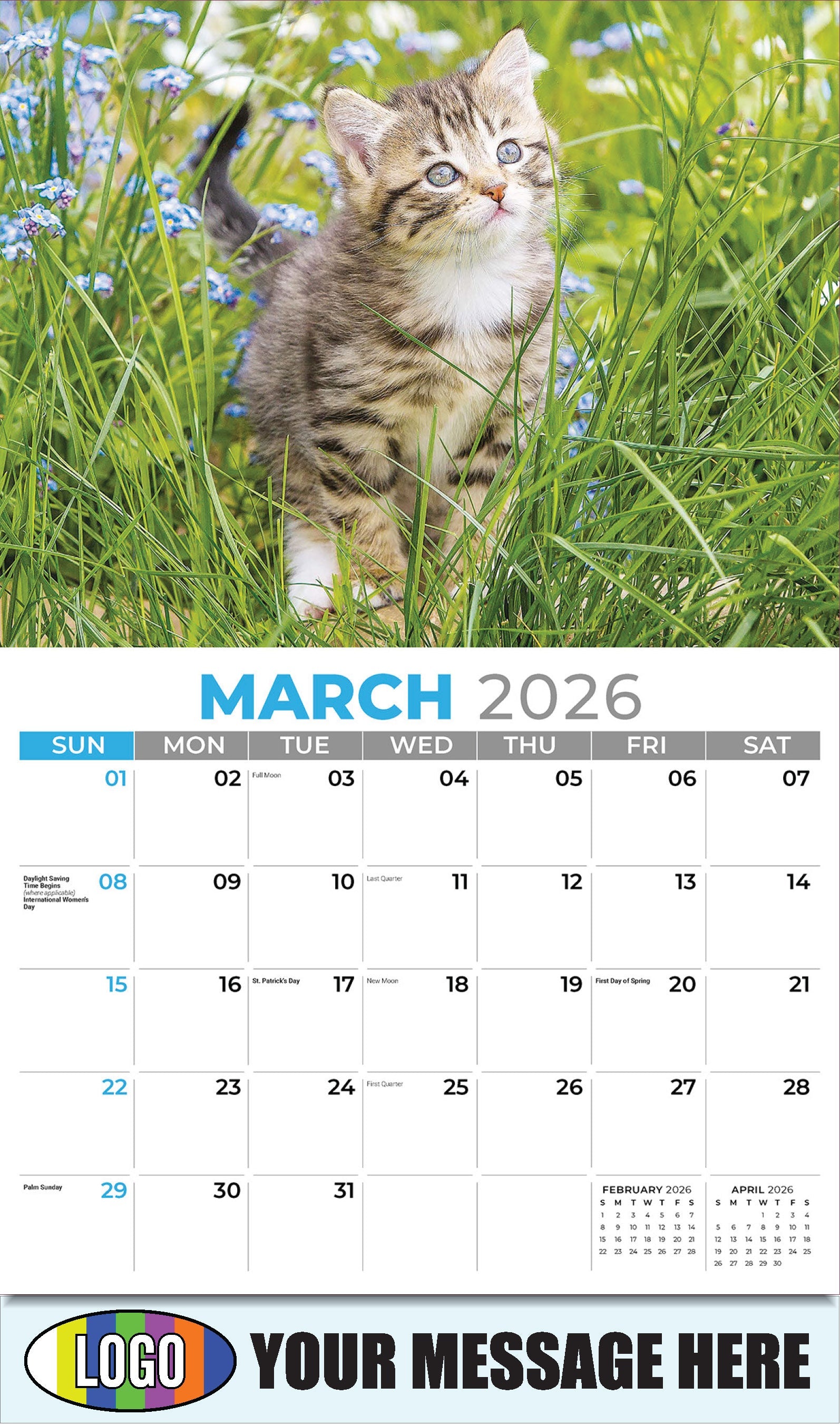 2026 Business Promotional Calendar - Kittens - March