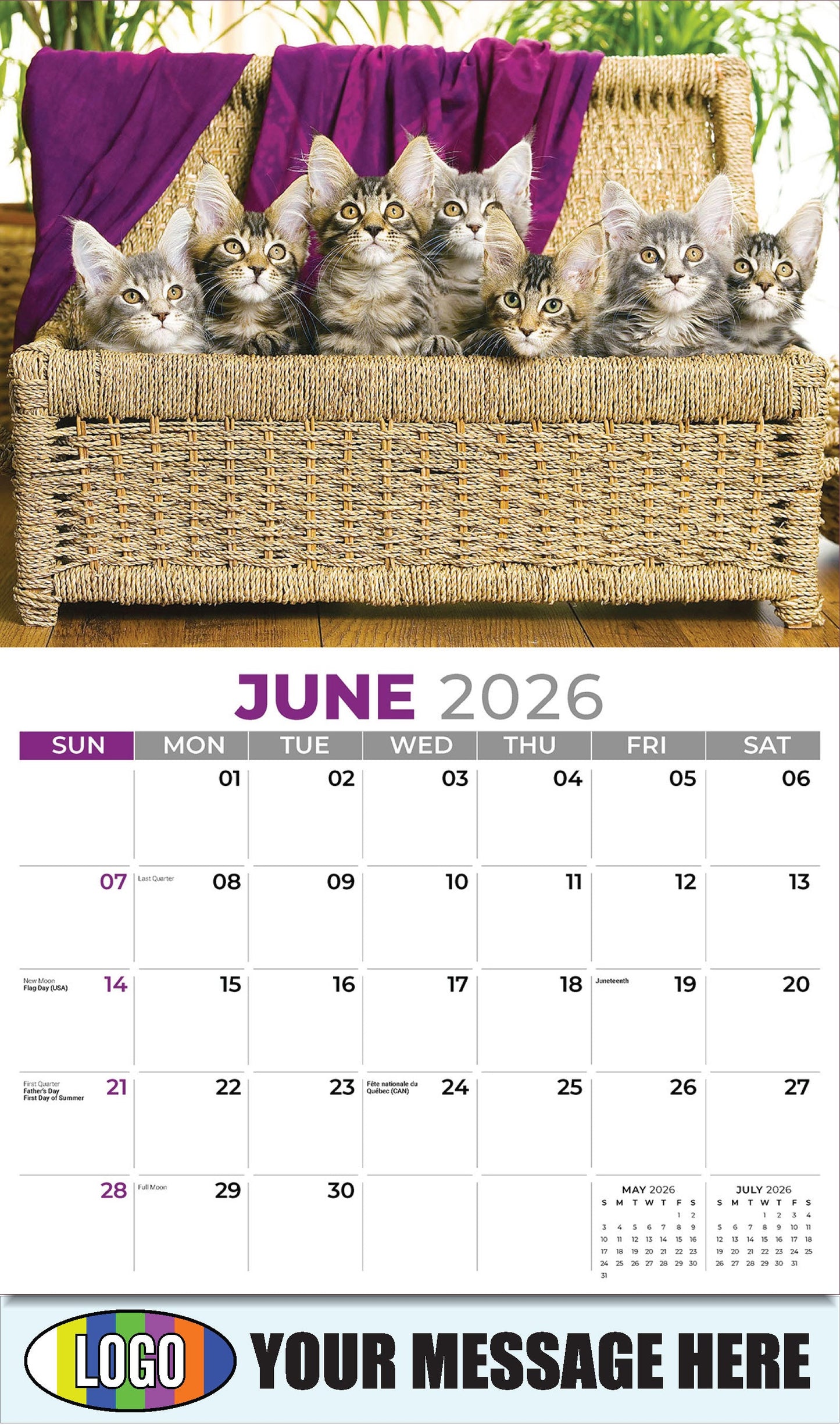 2026 Business Advertising Calendar - Kittens - June