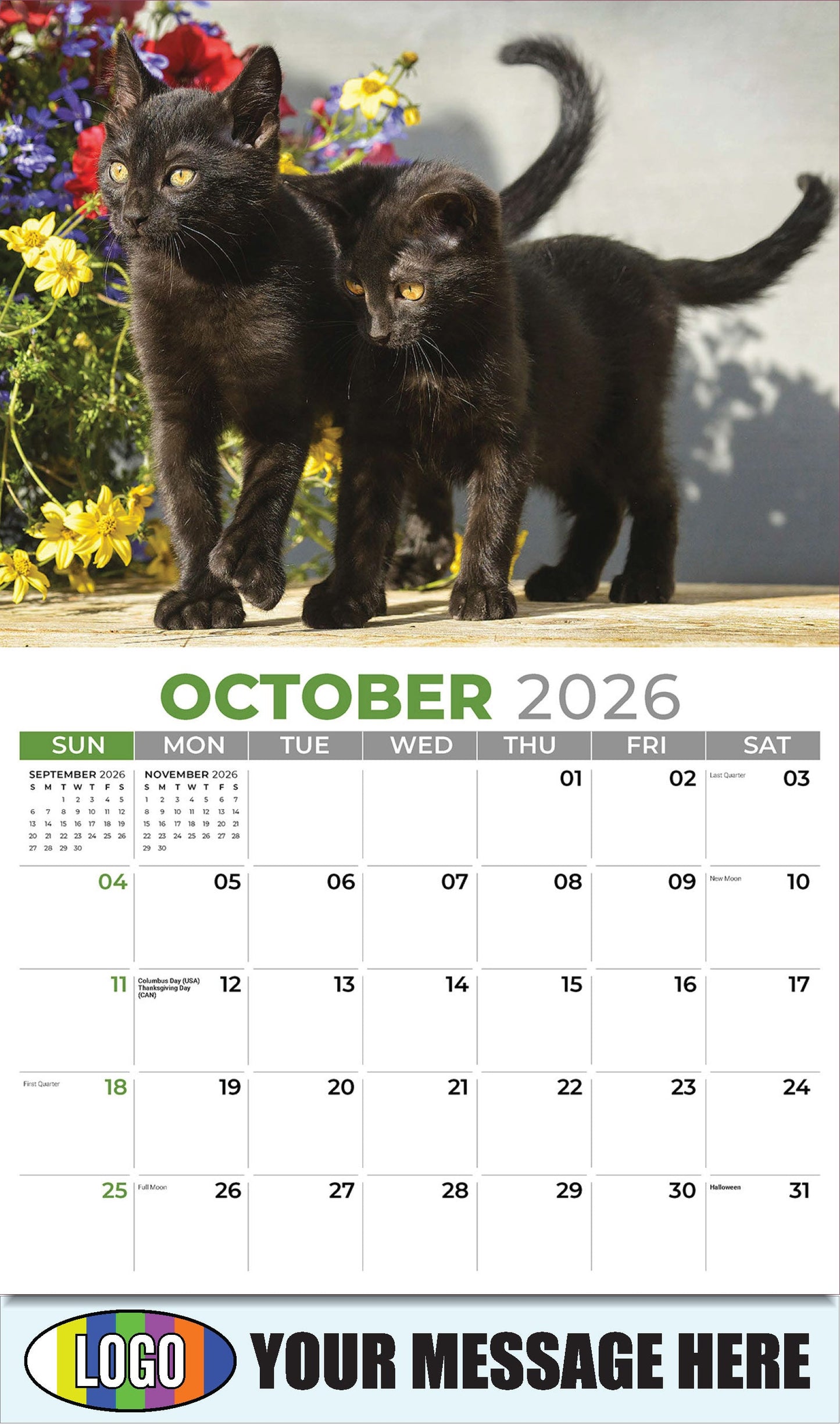 2026 Business Promotion Calendar - Kittens - October