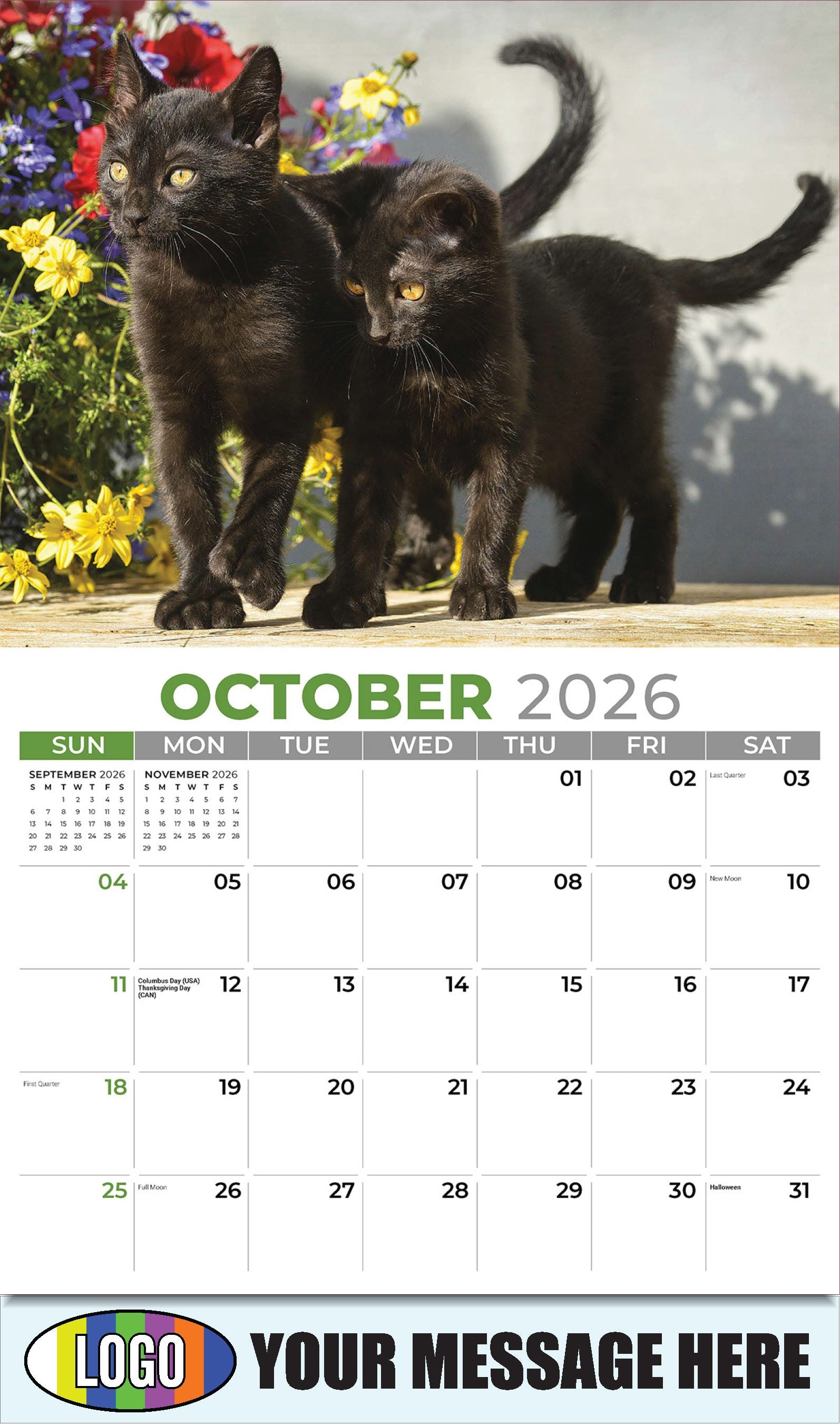 2026 Business Promotion Calendar - Kittens - October