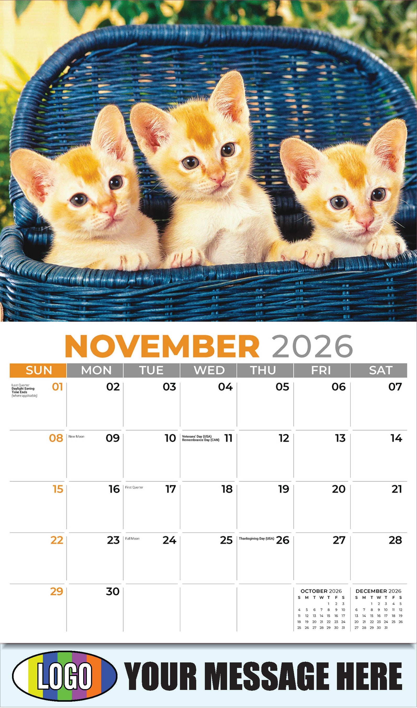 2026 Business Promotion Calendar - Kittens - November