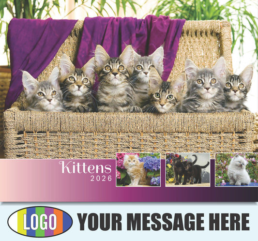 2026 Business Promotional Calendar - Kittens - Printed with your Logo, Name and message
