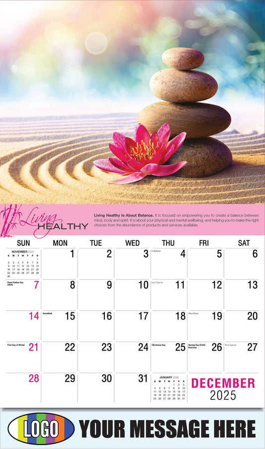 2026 Business Promotional Calendar Living Healthy - December_a - Living Healthy Is About Balance.