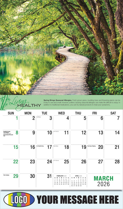 2026 Business Promotional Calendar Living Healthy - March - Spring Brings Seasonal Allergies.