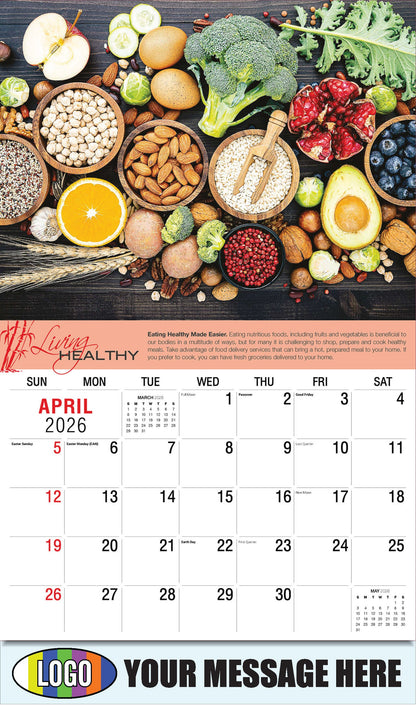 2026 Business Advertising Calendar Living Healthy - April - Eating Healthy Made Easier.