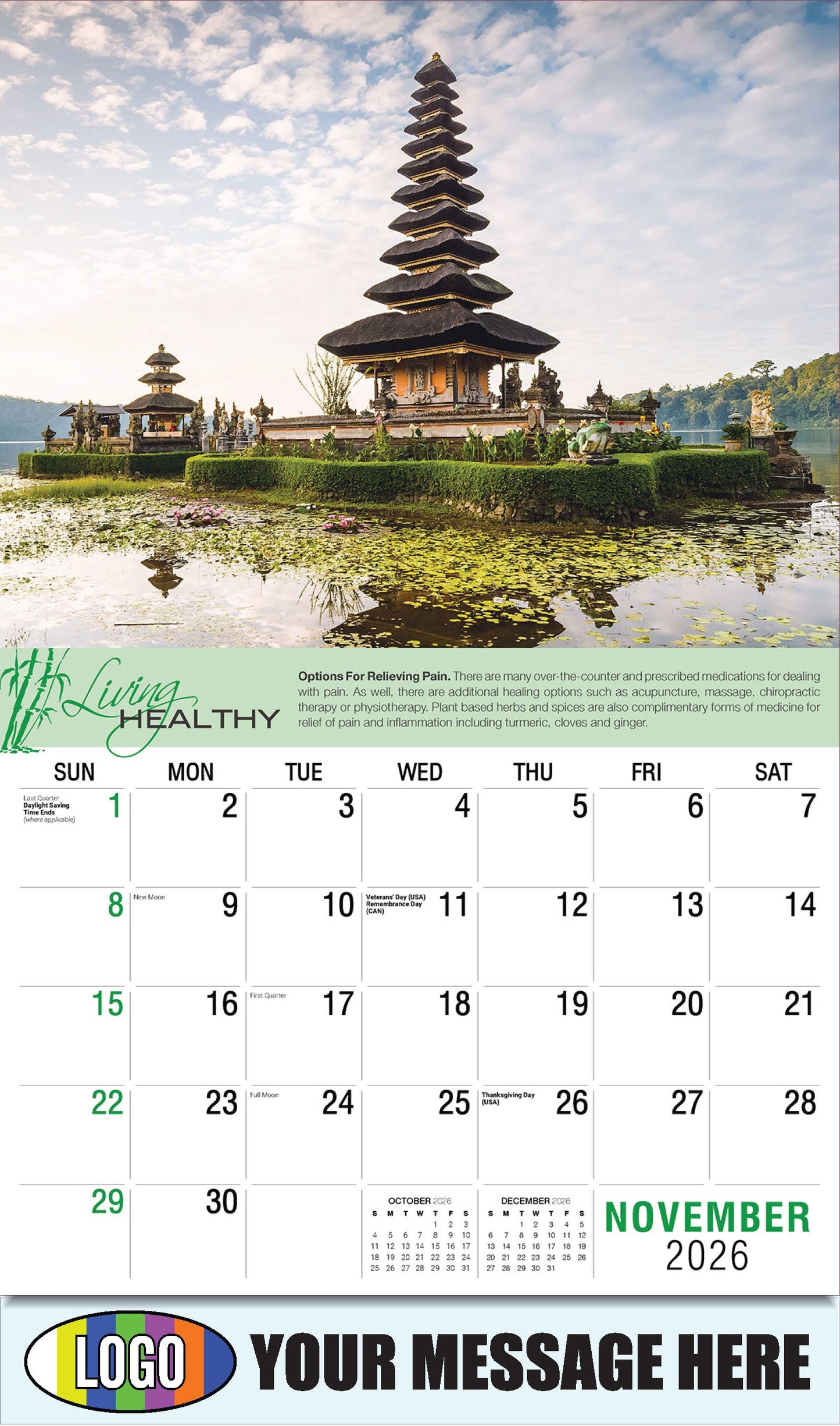 2026 Business Promotion Calendar Flowers & Gardens
Dec 2021Living Healthy - November - Options For Relieving Pain.