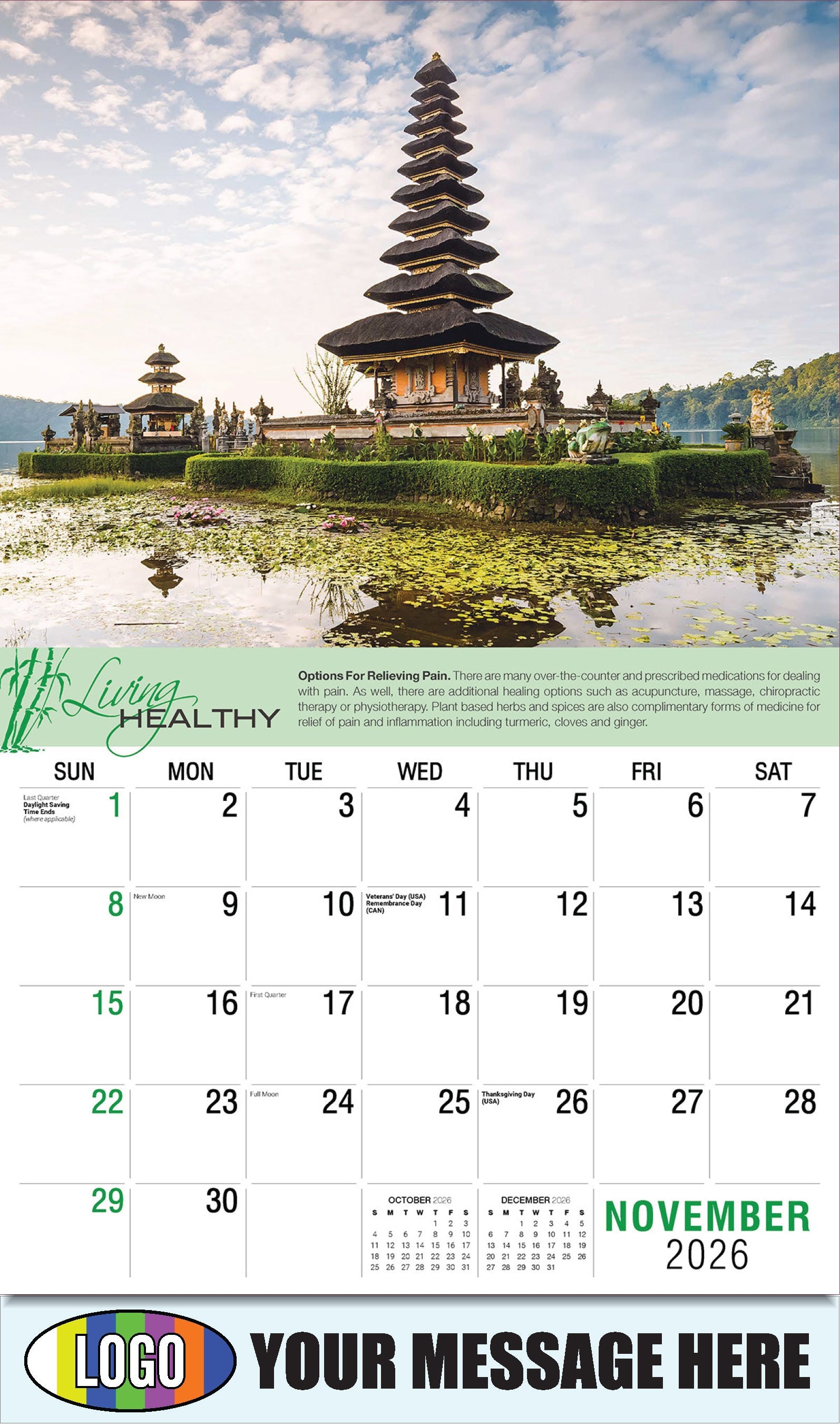 2026 Business Promotion Calendar Flowers & Gardens
Dec 2021Living Healthy - November - Options For Relieving Pain.