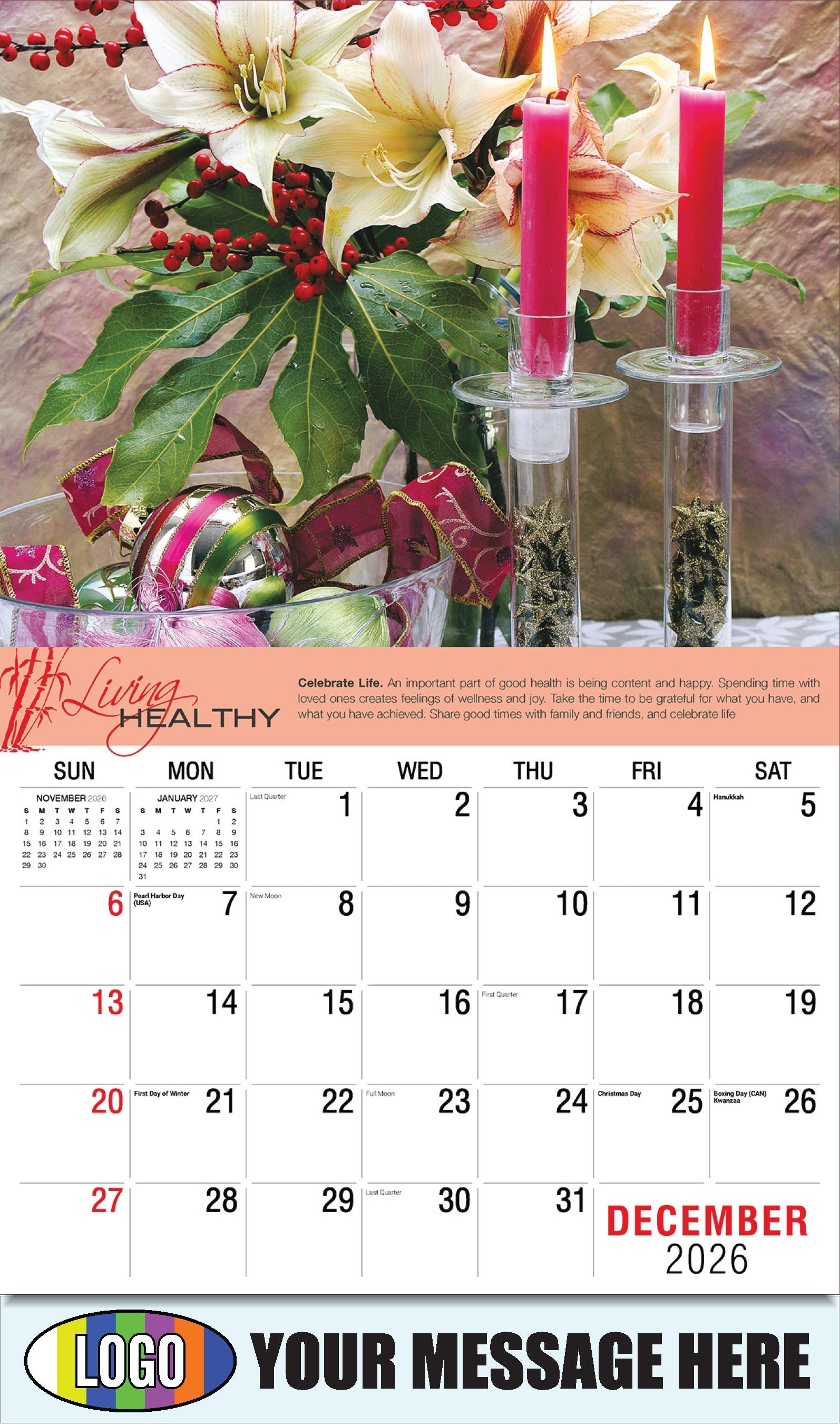 2026 Business Promotion Calendar Flowers & Gardens
Dec 2021Living Healthy - December - Celebrate Life.
