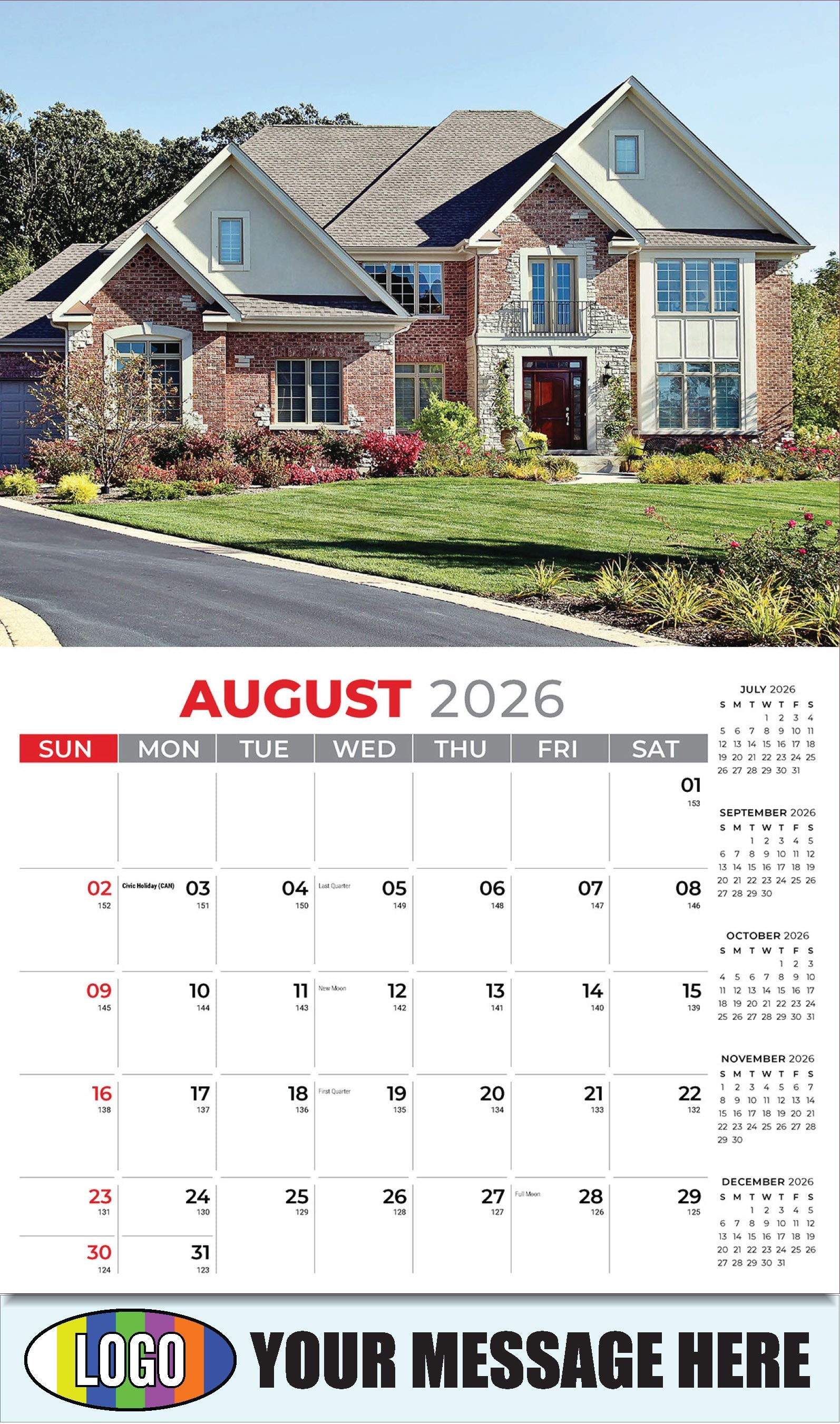 2026 Business Promo Calendar - Luxury Homes - August