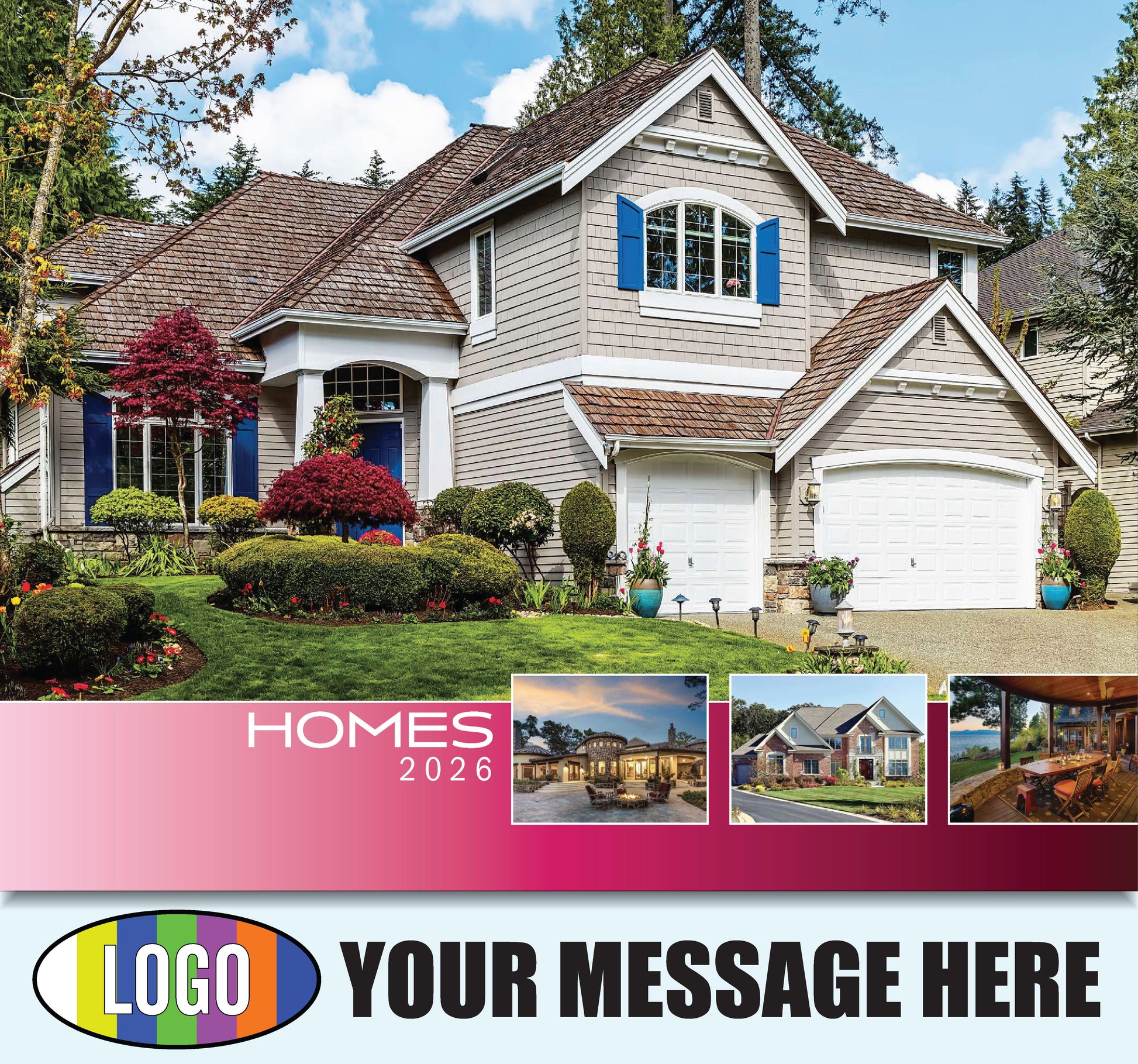 2026 Business Advertising Calendar - Luxury Homes - Printed with your Logo, Name and message