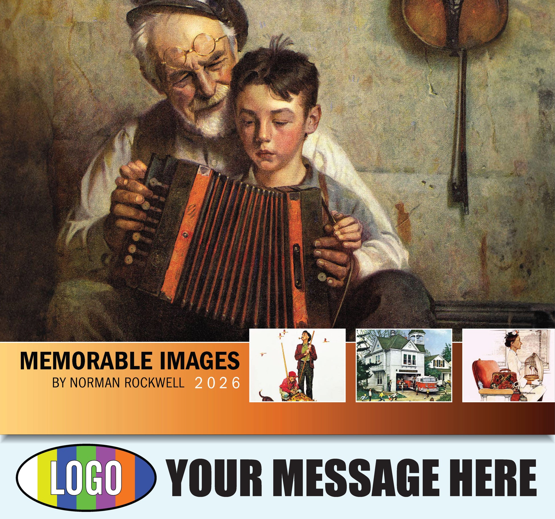 2026 Business Promo Calendar - Memorable Images by Norman Rockwell - Printed with your Logo, Name and message