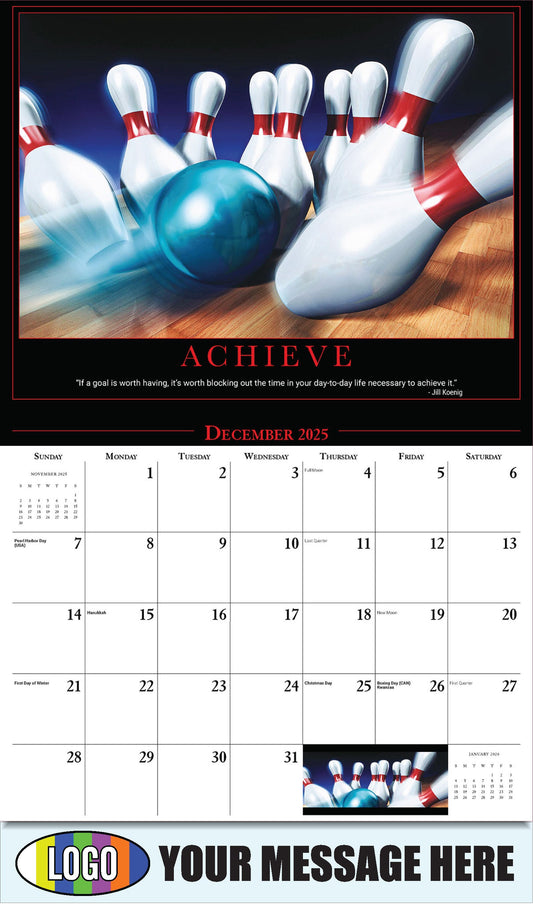 2026 Business Promotional Calendar - Motivational Quotes - ACHIEVE - December_a