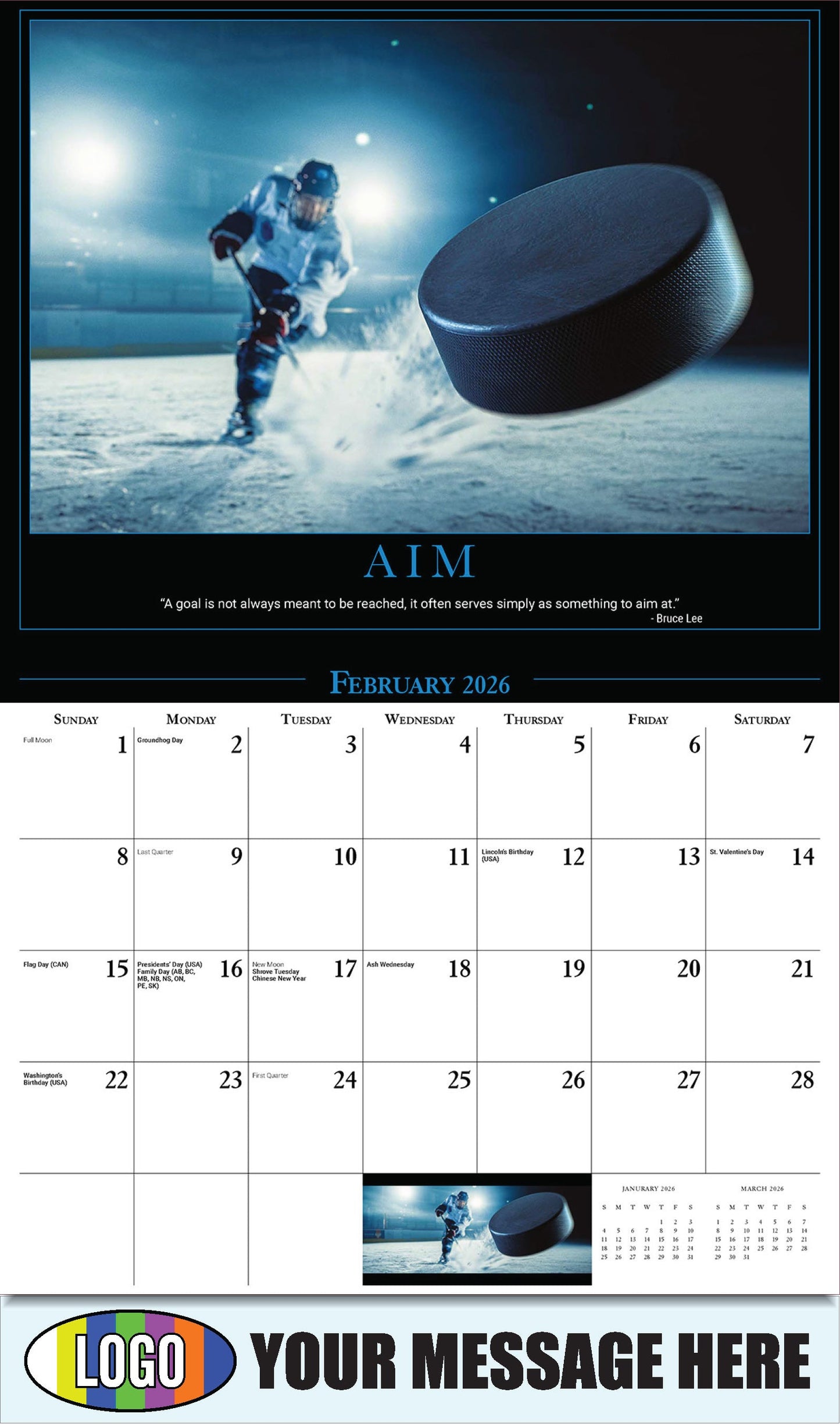 2026 Business Promotional Calendar - Motivational Quotes - AIM - February