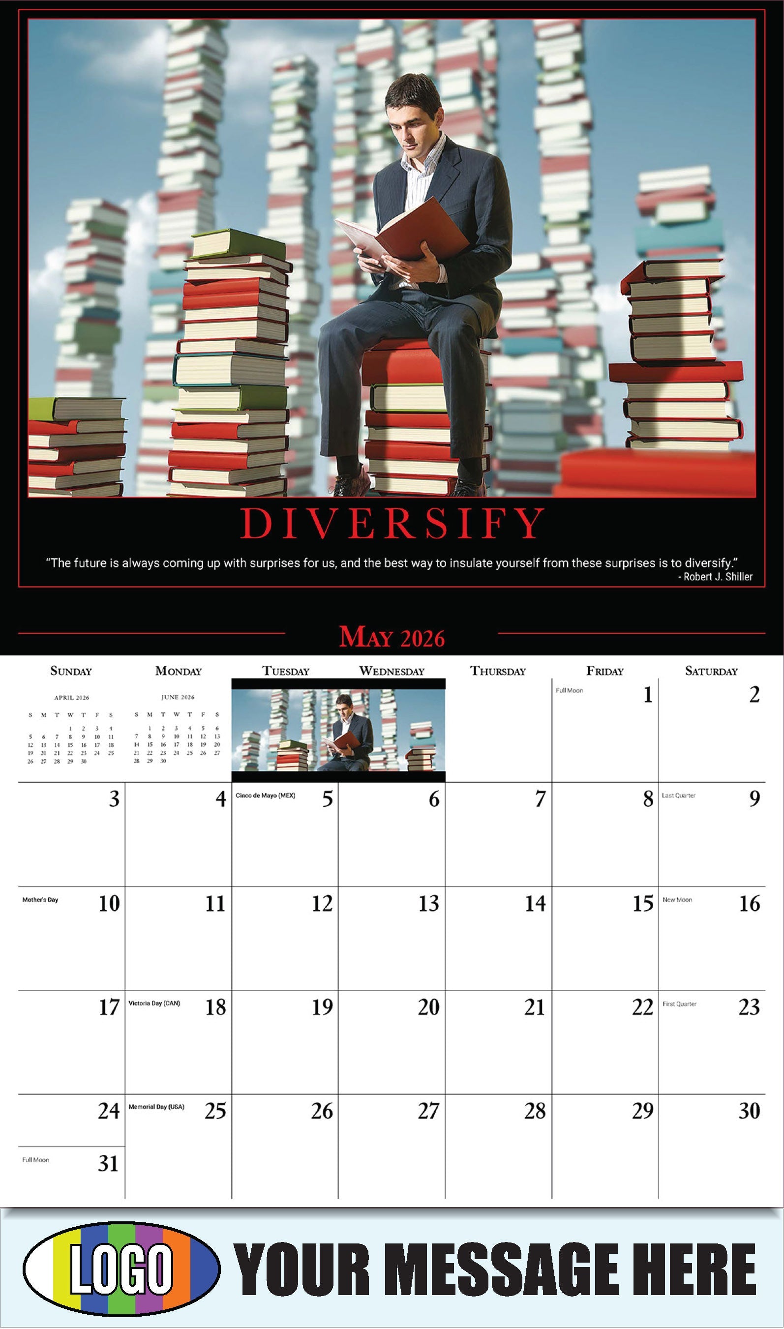 2026 Business Advertising Calendar - Motivational Quotes - DIVERSIFY  - May