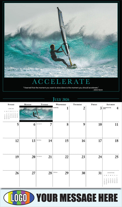 2026 Business Promo Calendar - Motivational Quotes - ACCELERATE  - July