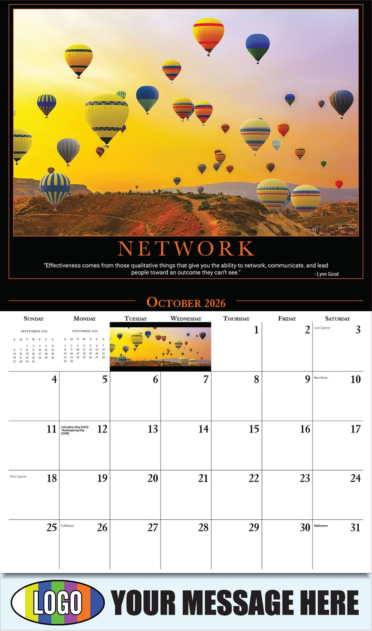 2026 Business Promotion Calendar - Motivational Quotes - NETWORK - October