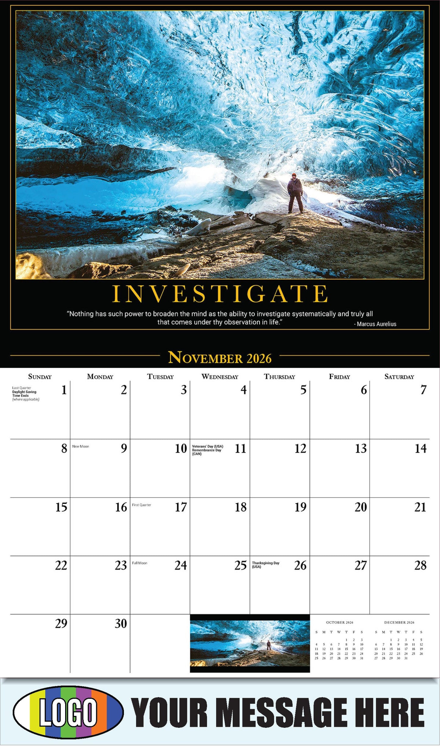 2026 Business Promotion Calendar - Motivational Quotes - INVESTIGATE - November