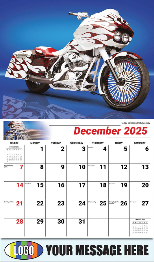 2026 Business Promotional Calendar - Motorcycle Mania -  Harley Davidson Dirty Monkey - December_a