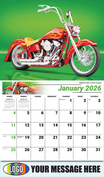 2026 Business Promotional Calendar - Motorcycle Mania - Bellotti's Inferno Custom Chopper - January