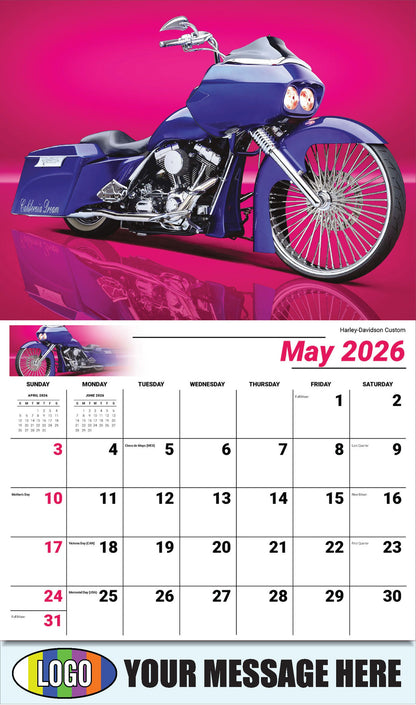 2026 Business Advertising Calendar - Motorcycle Mania - Harley-Davidson Custom  - May